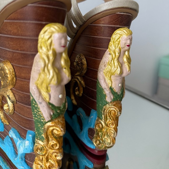 Charlotte Olympia Beige Canvas Maiden Voyage Mermaid Wedge Sandals $1,995 40 - Picture 5 of 12